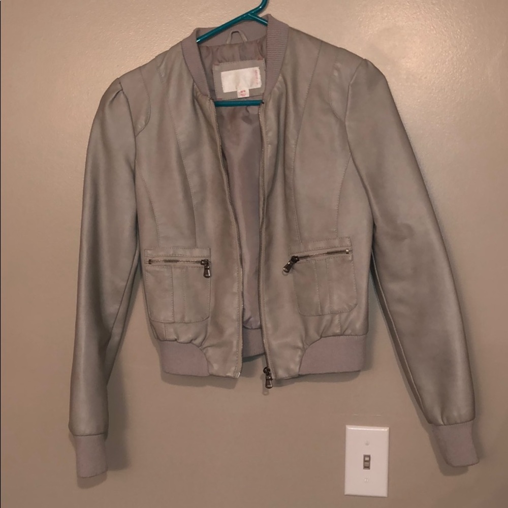 Gray leather jacket